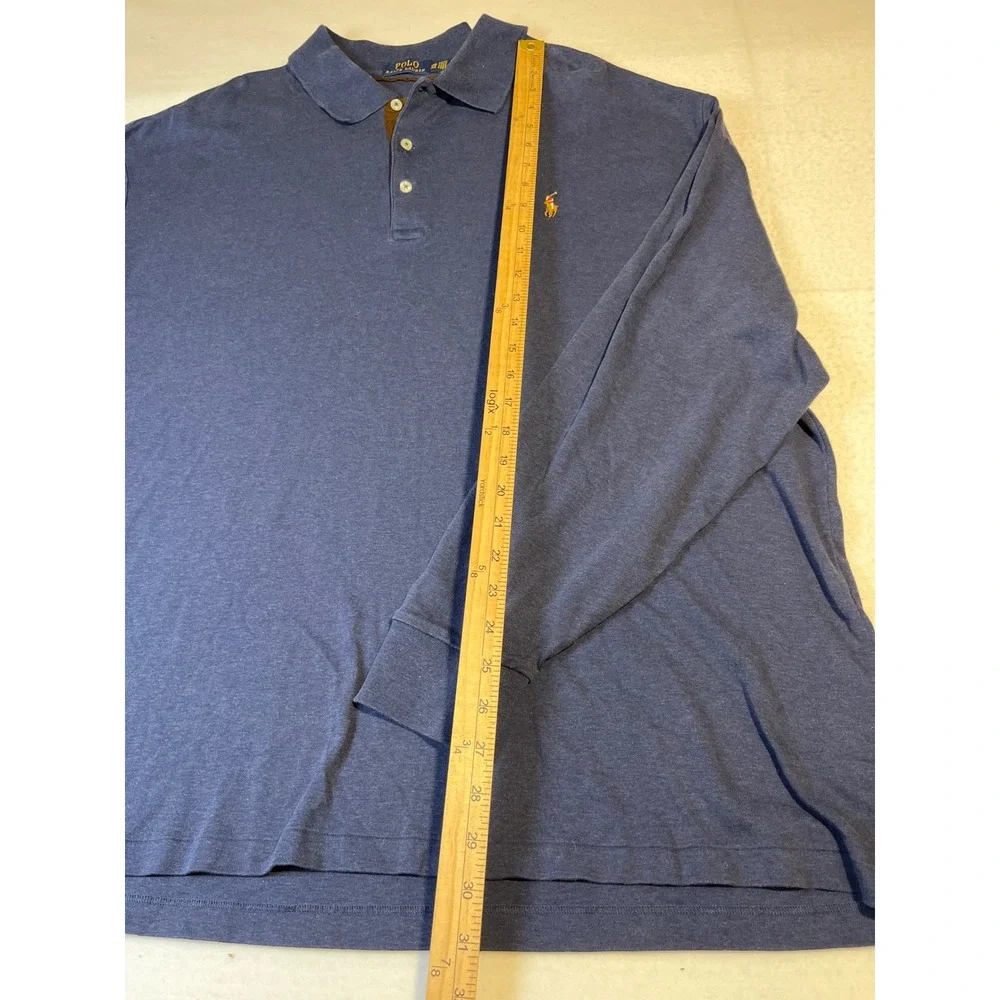 Polo Ralph Lauren Blue Heather Long Sleeve Polo Shirt 2XB Big Tall Pony Logo